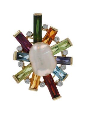 Bellarri Pearl Enhancer Pendant/Brooch - Yellow Gold 18k .10ctw Pin
